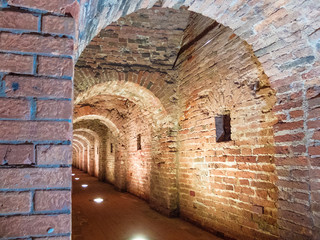 Brick cellars of the Peter and Paul Fortress in St. Petersburg, Russia