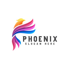 Obraz premium colorful phoenix or eagle logo design vector template