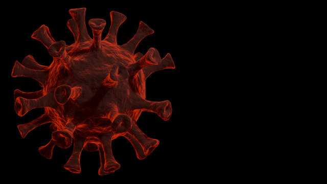 3d Of Corona Virus, Wuhan, Covid 19 On Black Background. Concept Of Medical Illustration.