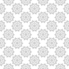 Floral gray seamless pattern on white background