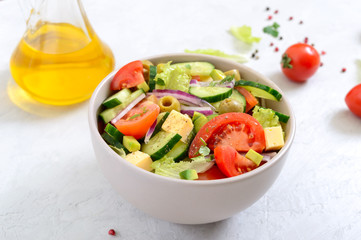 Fresh vitamin vegetable salad. Vegetarian dish.