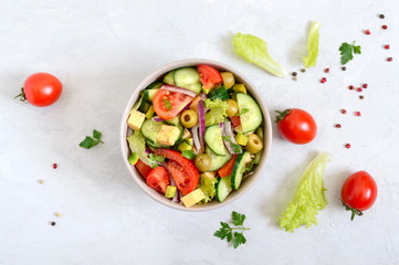 Fresh vitamin vegetable salad. Vegetarian dish.