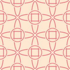 Red and beige geometric round print. Seamless background