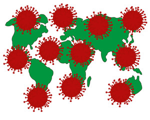 World polluted coronavirus on white background is insulated