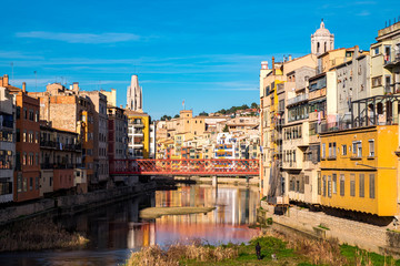 Girona city historical center in Catalonia, Spain.