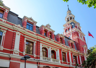 Santiago, Chile, Museum of firefighters.  A small beautiful Museum of the red color, located near...