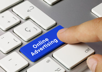 Online Advertising - Inscription on Blue Keyboard Key.