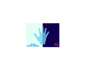 WASH YOUR HANDS  to protect covid-19 or Coronavirus concept, vector illustration.