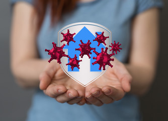 Coronavirus quarantine concept. Working from home. 3d.