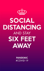 Obraz na płótnie Canvas Social Distancing and Stay Six Feet Away illustration