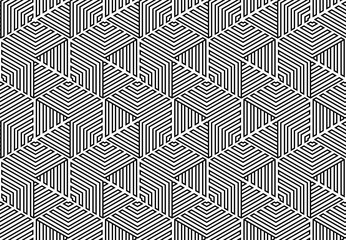 Abstract geometric pattern with stripes, lines. Seamless vector background. White and black ornament. Simple lattice graphic design