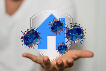 Coronavirus outbreak. stay at home stay safe. keep calm and work from home. 3d.