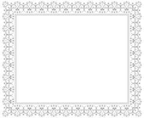 Decorative frame Elegant vector element for design in Eastern style, place for text. Floral grey border. Lace illustration for invitations and greeting cards