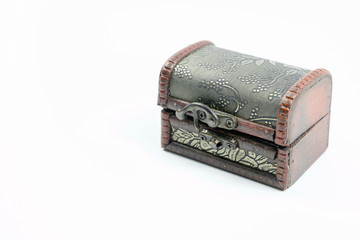 Mini treasure chest on a white background