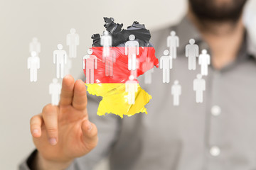 Abstract of germany map network, internet and global connection concept, Wire Frame 3D mesh...