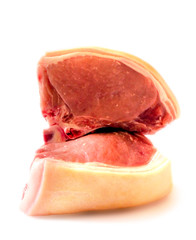 Fresh raw meat pork. Image is isolated on a white background.