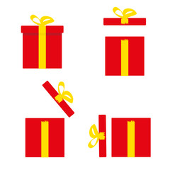 Set of gift boxes. Flat style. Isolated on a white background.