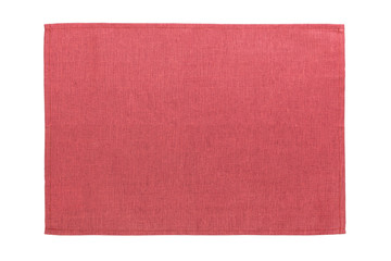 red cloth napkin isolated on white background top view with copy space