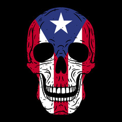 Human skull with Cuban flag isolated on black background