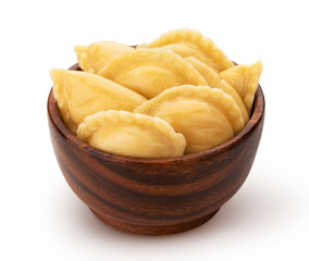 Dumplings, russian vareniki, pelmeni isolated on white background