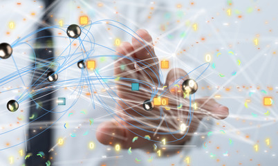 code data concept in hand media.