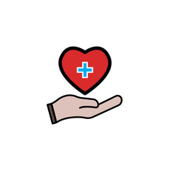 Heart  medical and hand symbols. Design template vector