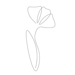 Flower silhouette on white background. Vector illustration.