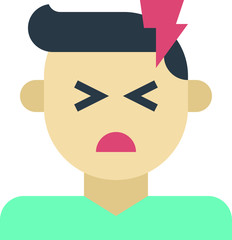 Clip-art Illustration of Man Suffering From Headache as a Corona-virus Symptom