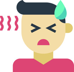 Clip-art Illustration of Man Suffering From Headache and Fever as a Corona-virus Symptom