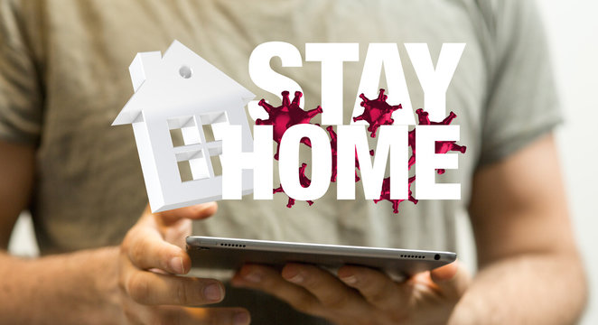 Coronavirus outbreak. stay at home stay safe. keep calm and work from home. 3d.