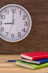 notepad or paper notebook at wooden table