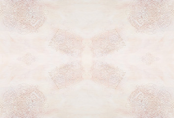 Obraz premium background of white wooden vintage wall with floral emboss details