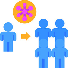 Clip-art Illustration of Pattern of Corona-virus Spreading from Contagious Person to Other People Through Social Contact