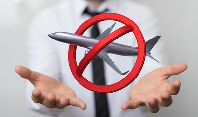 travel with plane prohibited warning sign .