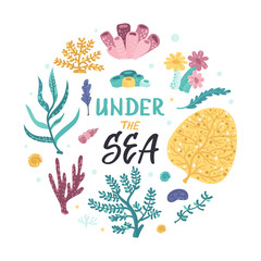Cute poster with seaweeds