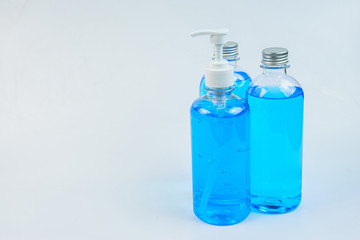 alcohol to protect against corona virus on a white background