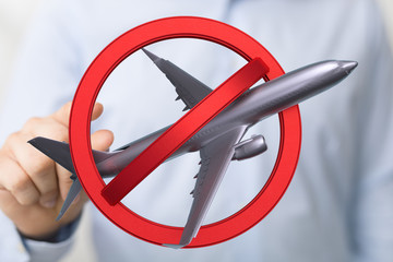 No flying symbol on white background with prohibit sign vector on isolated white background.