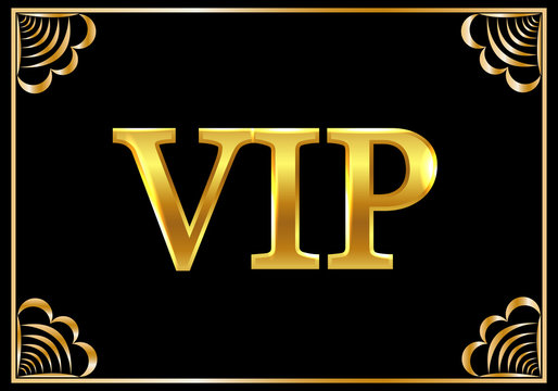 Vip card with gold elements on a black background