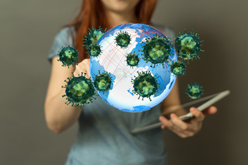 Virus abstract background. protection Genetics Bacteriological Microorganism..