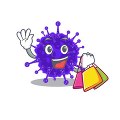 Rich and famous nidovirales cartoon character holding shopping bags