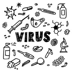 Virus related icons.Viral vector illustration