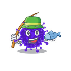 Cartoon design concept of nidovirales while fishing