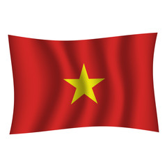 Vietnam flag background with cloth texture. Vietnam Flag vector illustration eps10. - Vector