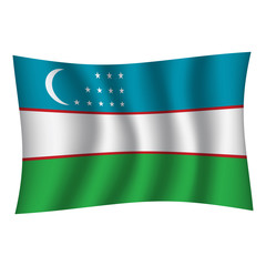 Uzbekistan flag background with cloth texture. Uzbekistan Flag vector illustration eps10. - Vector