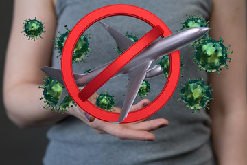 No flying symbol on white background with prohibit sign on isolated white 3d.