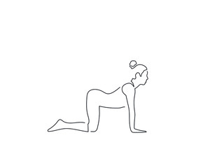Woman practicing yoga isolated line drawing, vector illustration design. Health collection.