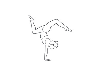 Woman practicing yoga isolated line drawing, vector illustration design. Health collection.