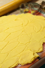 Raw shortcake dough. Making gluten free maize and rice flour cookies