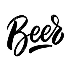 Beer. Lettering phrase on white background. Design element for poster, card, banner, sign.