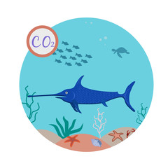 Obraz premium The extinction of rare species of fish and marine animals, the problem of urbanization. Biological impact. Water pollution, ocean pollution.Marine litter, indelible litter. Biological hazard.